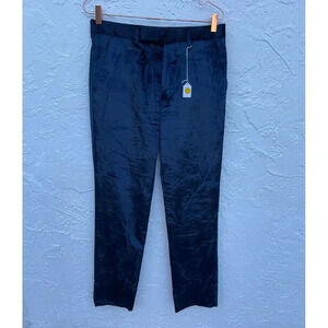 Paul Smith Womens Flat Front Velvet Trouser Pants Blue Sz M